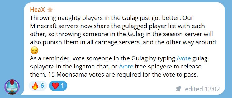 Gulag is now cross-server functional